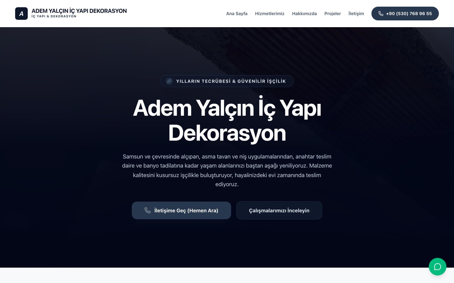 Adem Yalçın İç Yapı Dekorasyon — Kurumsal Web Sitesi ekranı