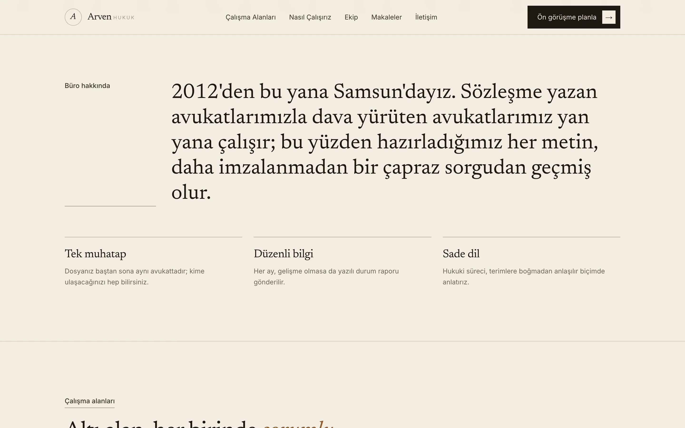 Arven Hukuk - Editoryal Hukuk Bürosu Sitesi ekran görüntüsü 3