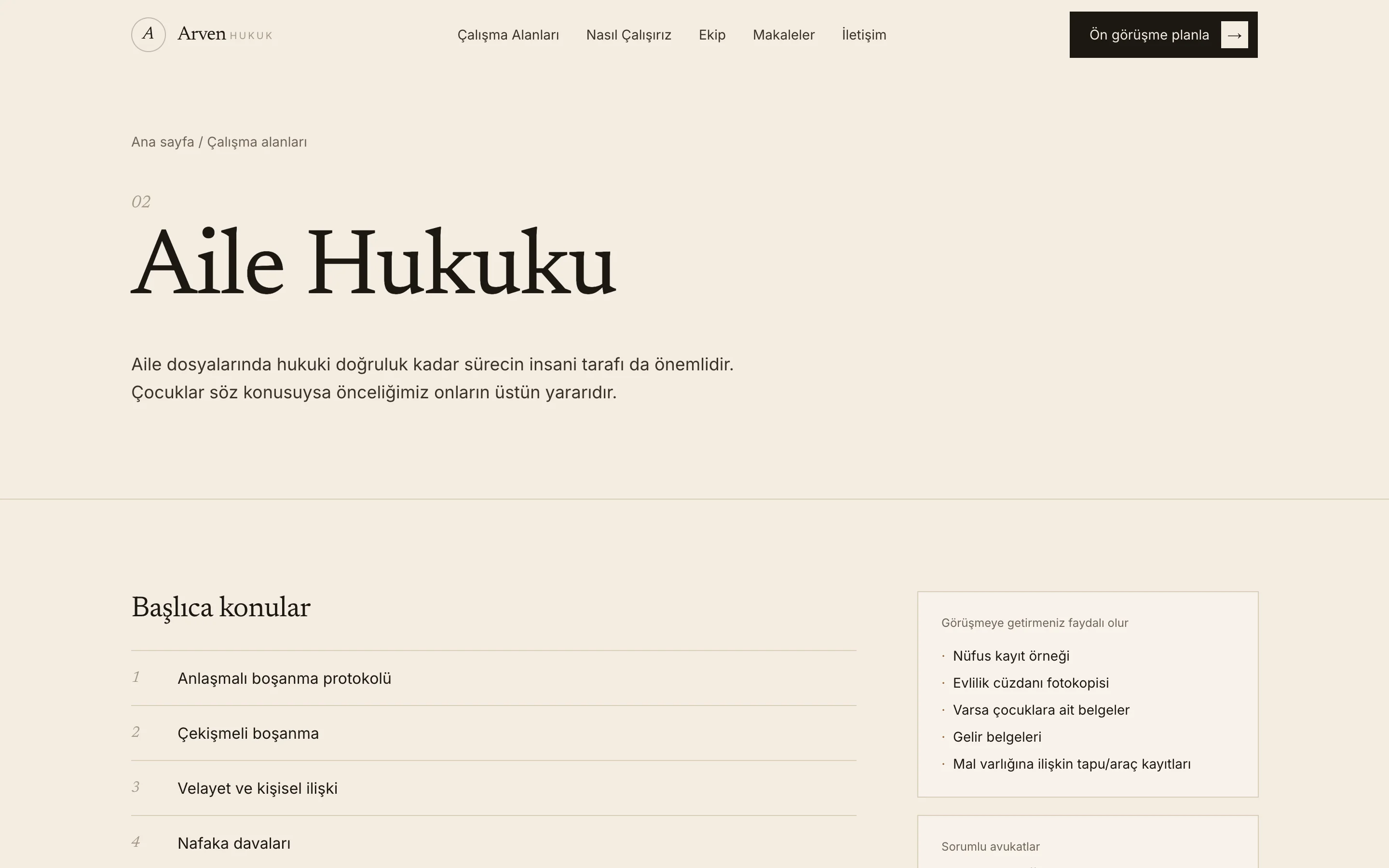Arven Hukuk - Editoryal Hukuk Bürosu Sitesi ekran görüntüsü 5
