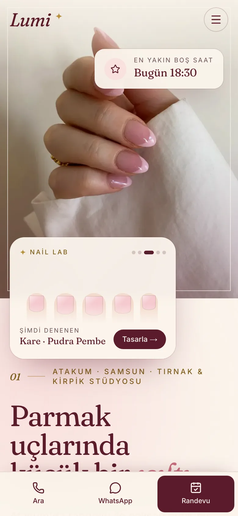 Lumi Nail Bar — Tırnak ve Kirpik Stüdyosu Sitesi ekran görüntüsü 5