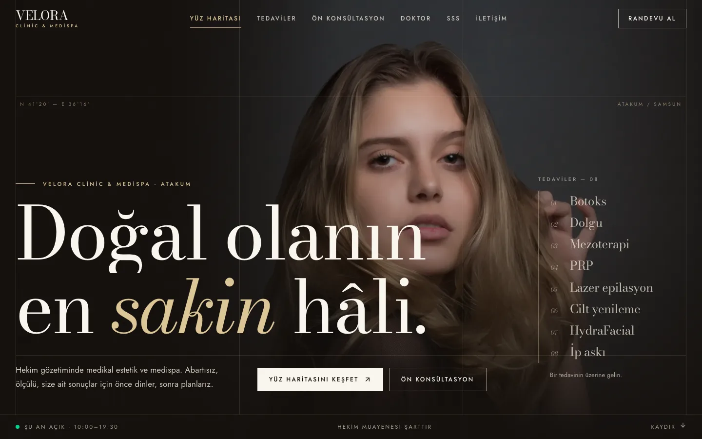 Velora Clinic & Medispa — Medikal Estetik Kliniği Sitesi ekran görüntüsü
