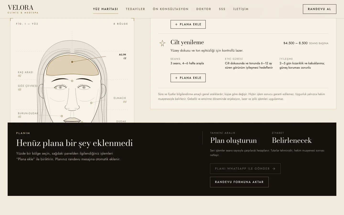Velora Clinic & Medispa — Medikal Estetik Kliniği Sitesi ekran görüntüsü 3