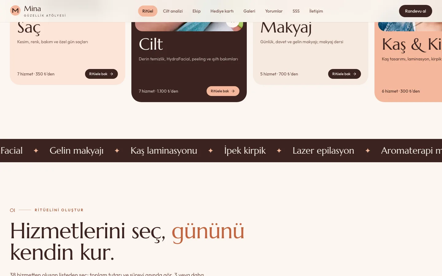 Mina Güzellik Atölyesi — Güzellik Merkezi Sitesi ekran görüntüsü 2