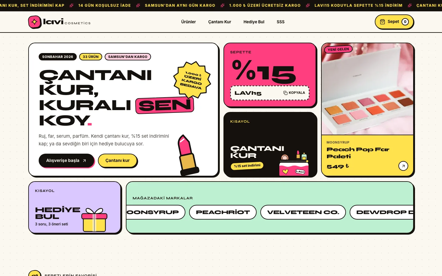 Lavi Cosmetics — Kozmetik ve Parfüm E-Ticaret Ön Yüzü ekran görüntüsü
