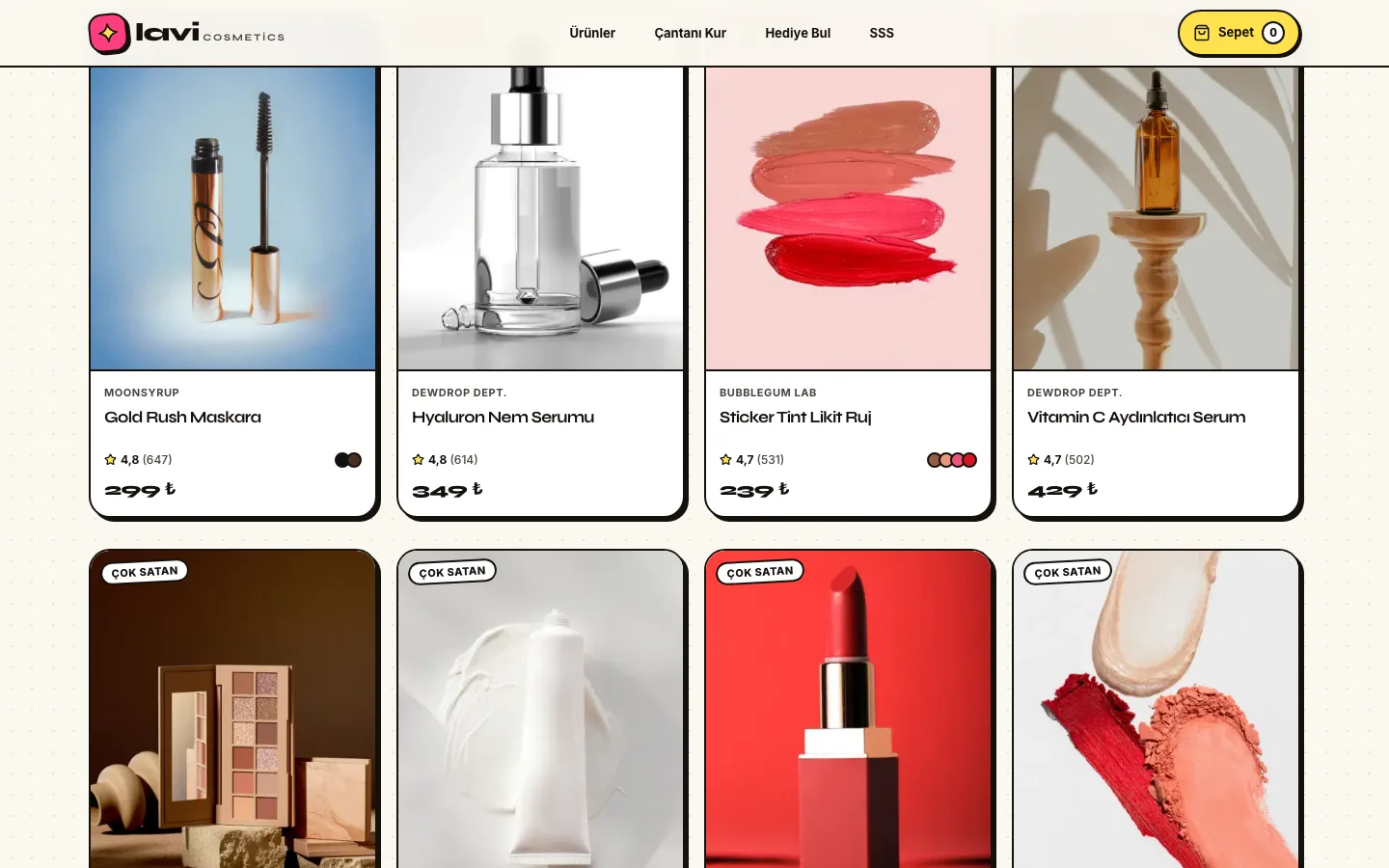 Lavi Cosmetics — Kozmetik ve Parfüm E-Ticaret Ön Yüzü ekran görüntüsü 2