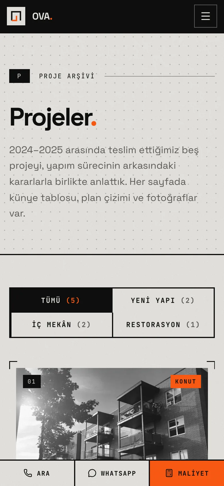 OVA Mimarlık — Mimarlık ve İç Mimarlık Ofisi Sitesi ekran görüntüsü 6