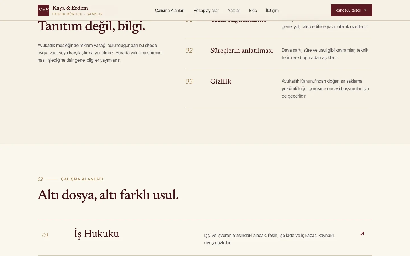 Kaya & Erdem Hukuk — Bilgilendirici Hukuk Bürosu Sitesi ekran görüntüsü 2