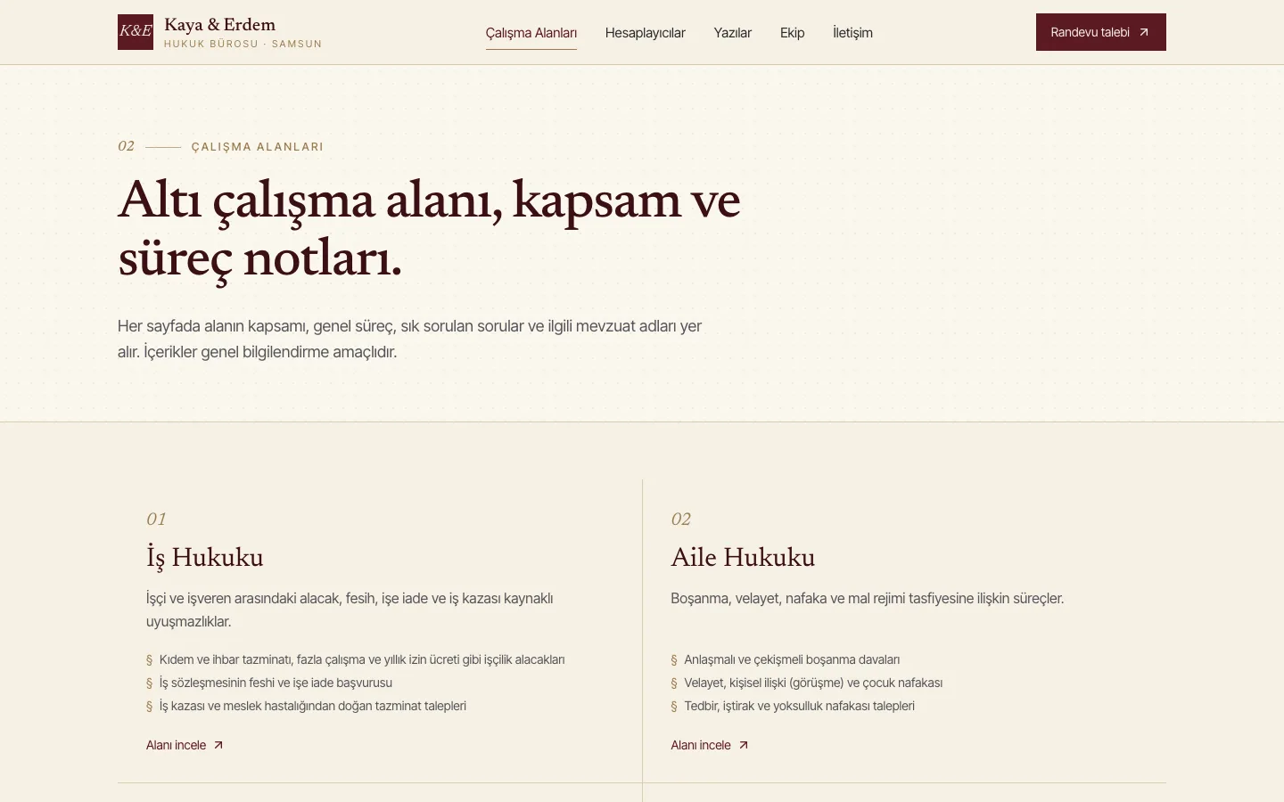 Kaya & Erdem Hukuk — Bilgilendirici Hukuk Bürosu Sitesi ekran görüntüsü 3