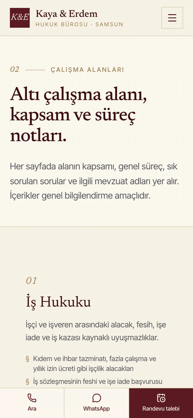 Kaya & Erdem Hukuk — Bilgilendirici Hukuk Bürosu Sitesi ekran görüntüsü 6