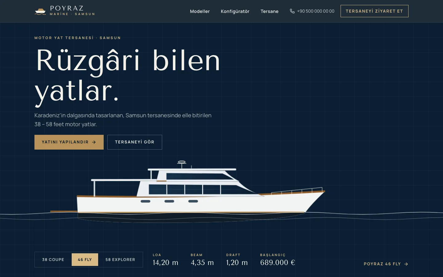 Poyraz Marine — Motor Yat Tersanesi Sitesi ekran görüntüsü