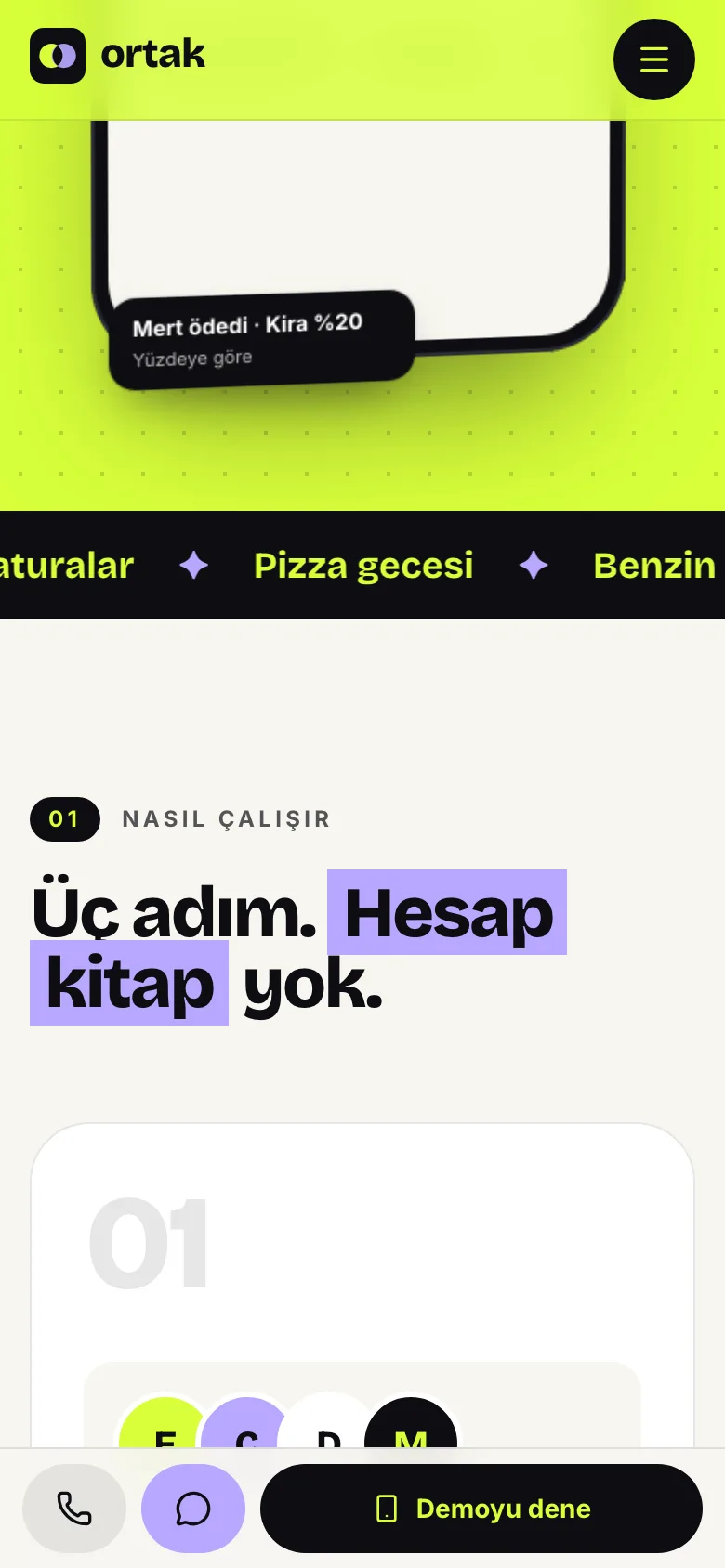 Ortak — Harcama Bölüşme Uygulaması Tanıtım Sitesi ekran görüntüsü 6