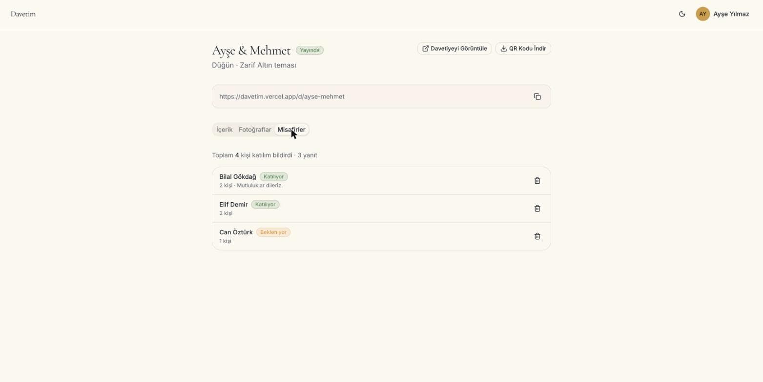 Davetim — Dijital Davetiye SaaS ekran görüntüsü 4