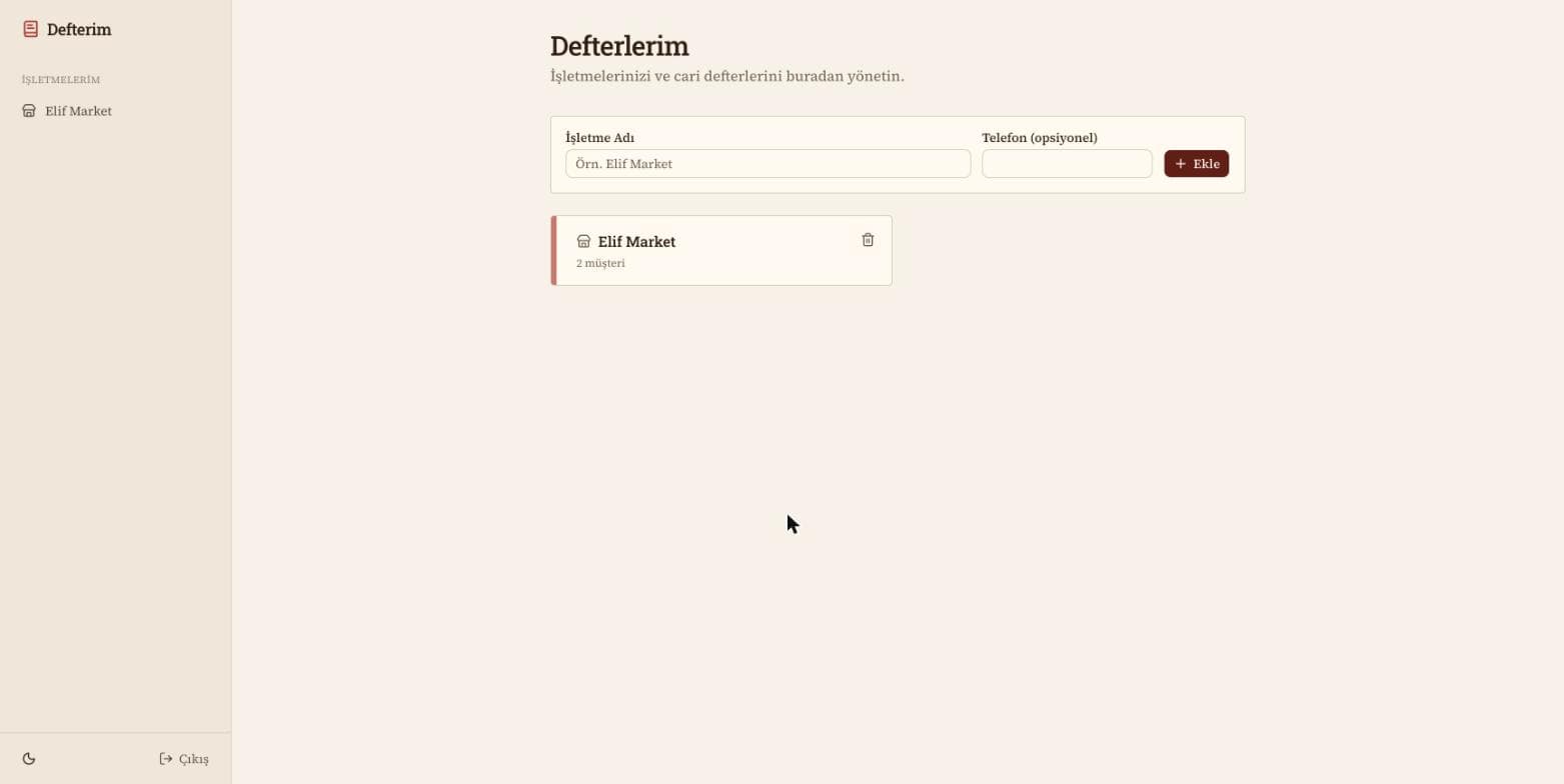 Defterim — Dijital Veresiye Defteri SaaS ekran görüntüsü 3
