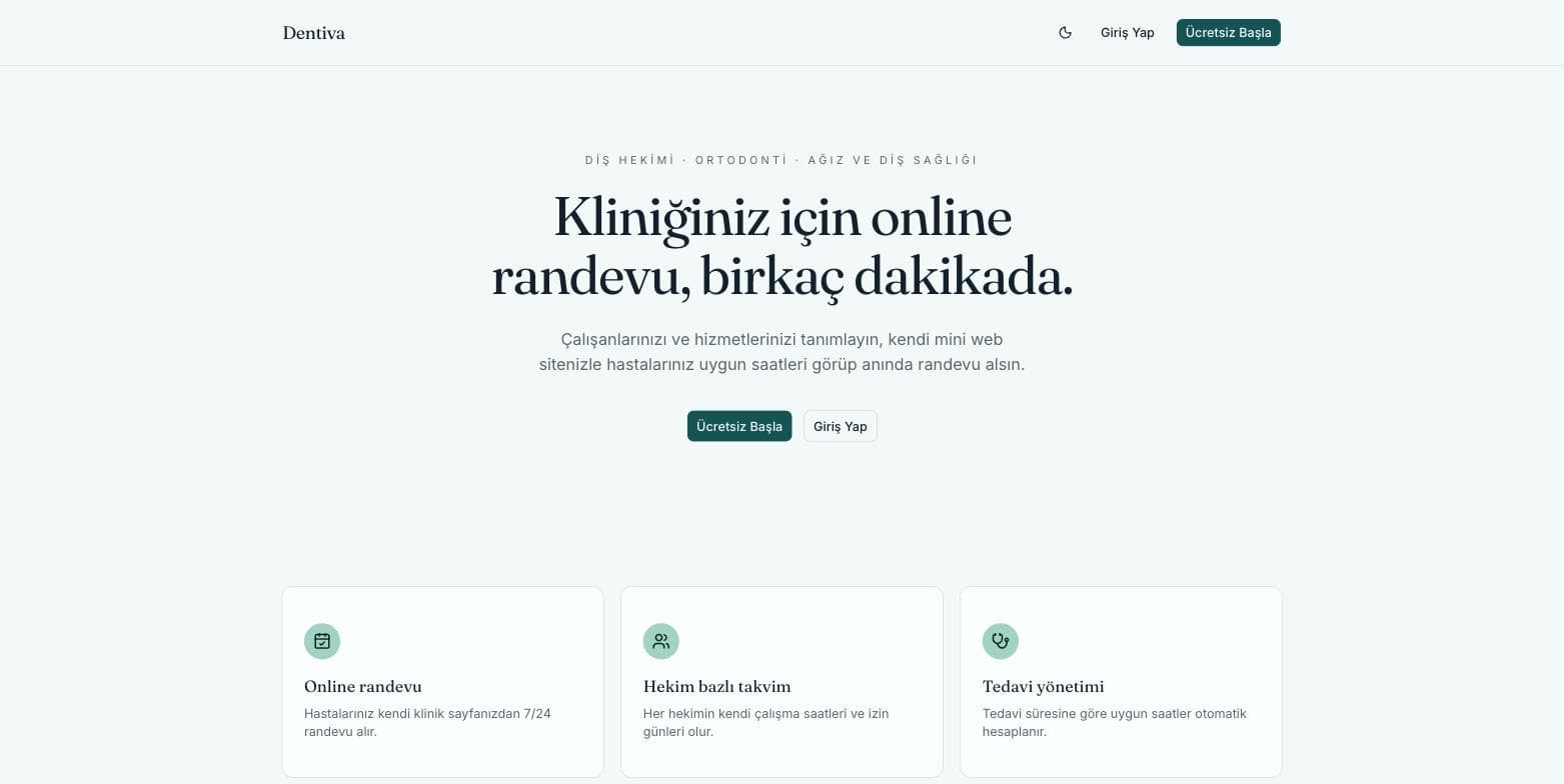 Dentiva — Diş Kliniği Randevu SaaS'ı ekran görüntüsü 2
