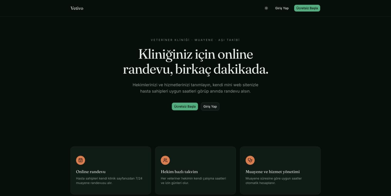 Vetivo — Veteriner Kliniği Randevu Sistemi ekran görüntüsü 2