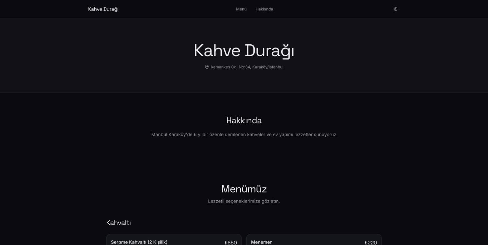 MenuQR — Dijital QR Menü Sistemi ana ekran
