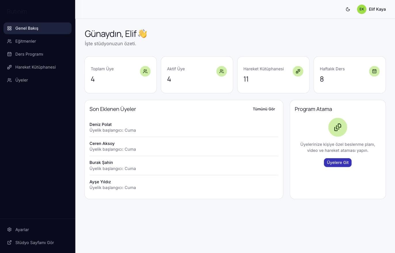 Rutinim — Üyelik ve Koçluk Platformu ekran görüntüsü 2