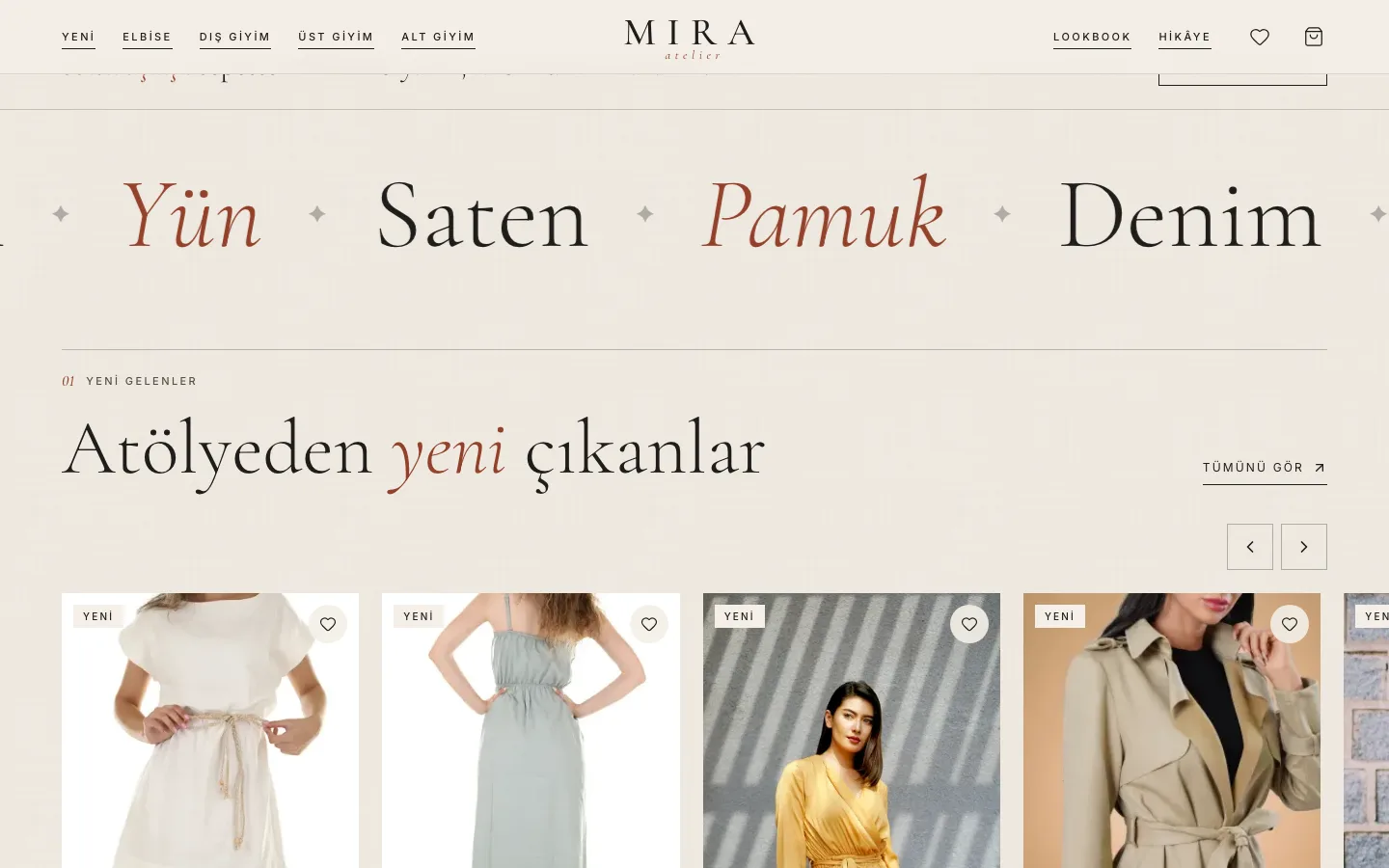 Mira Atelier — Kadın Giyim E-Ticaret Ön Yüzü ekran görüntüsü 2