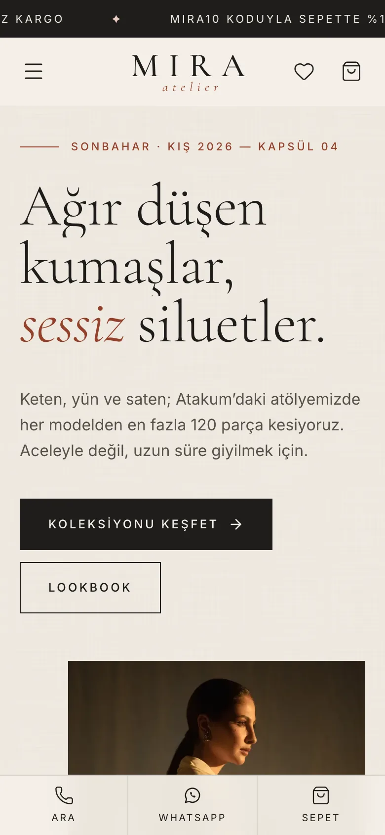 Mira Atelier — Kadın Giyim E-Ticaret Ön Yüzü ekran görüntüsü 5